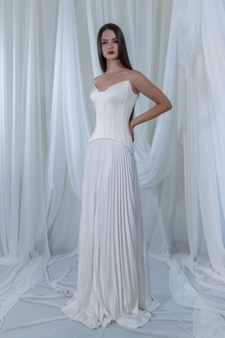 Елегантна весільна сукня Афродіта з шовковою плісированою спідницею