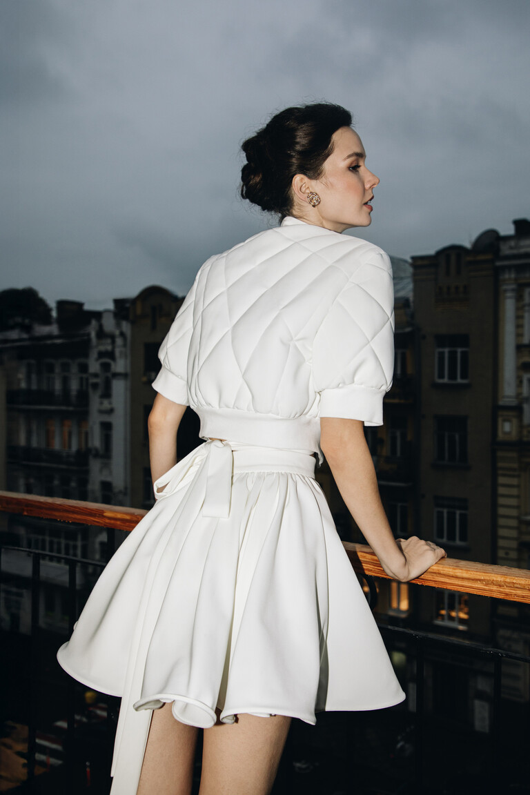 Бомбер Тедді зі стьобаного крепу з еластичним поясом